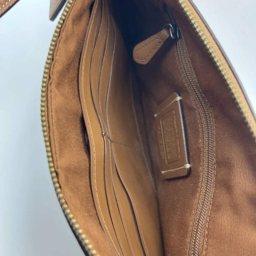 COACH x Keith Haring Leather Large Wristlet 25, Gunmetal/Saddle, NWOT - Picture 14 of 15